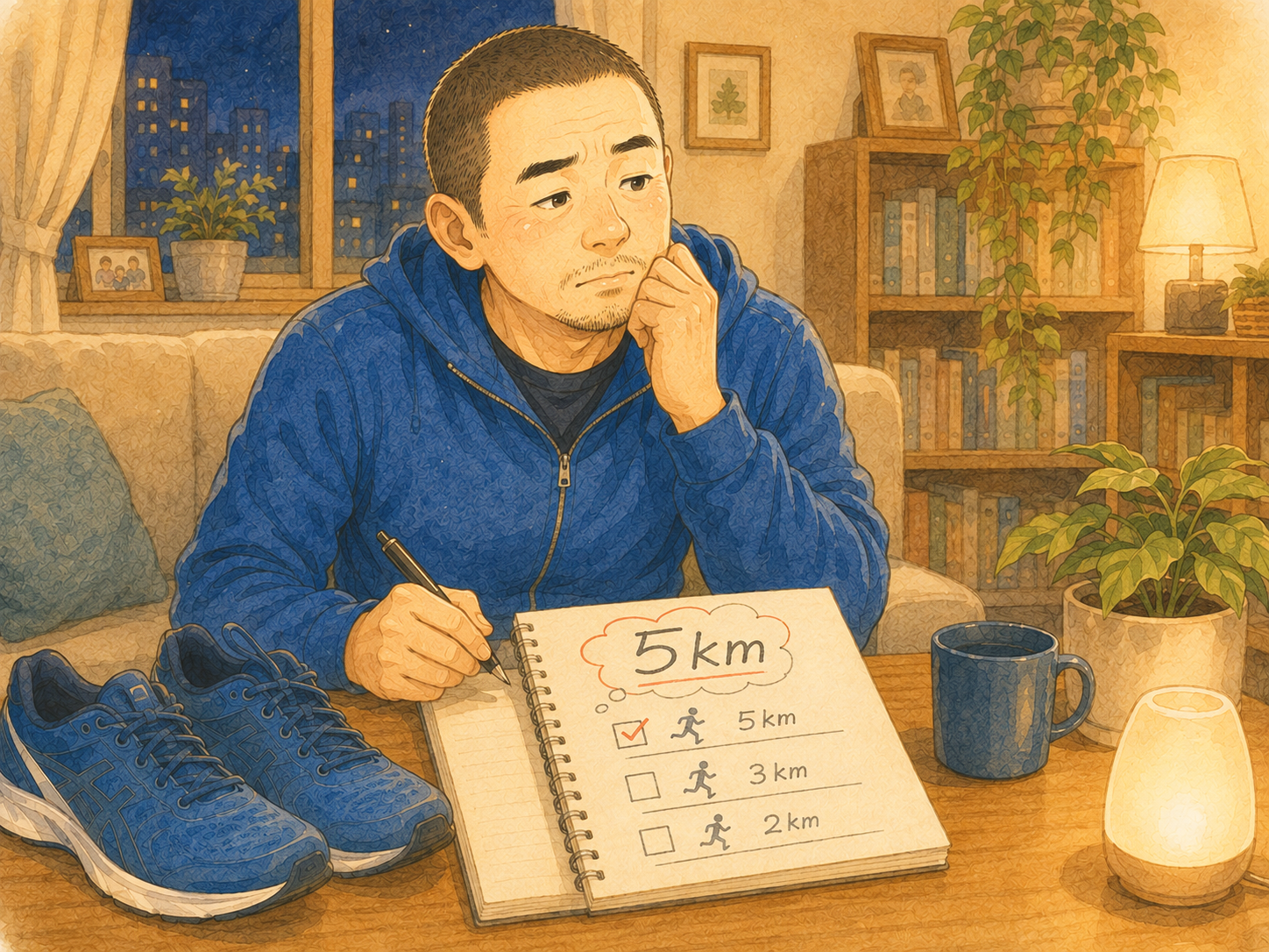 5km走ってこそランニングだと自分で基準を作っていたころを表したイラスト